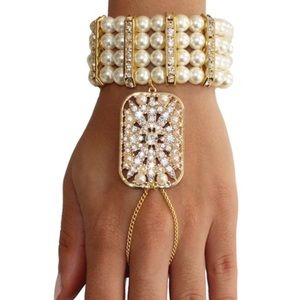 Art Deco Great Gatsby Ring Chain Bracelet
